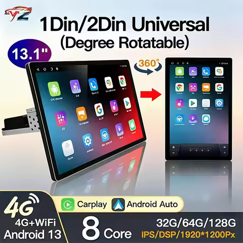 360° Rotatable 1Din/2Din Universal Android Auto Car Radio Multimedia Headunit GPS 4G CarPlay RDS DSP
