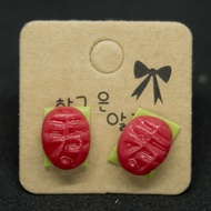 Handmade Clay Earrings - Ang Ku Kueh (red)