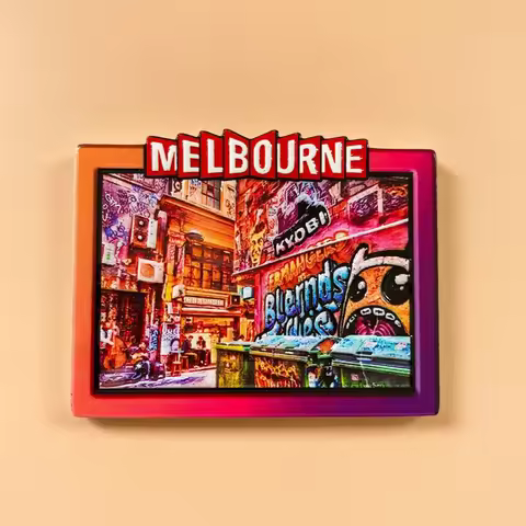 Melbourne Street Cute Graffiti Scenery Refrigerator Magnet 3D Magnetic Sticker Australia Travel Souv