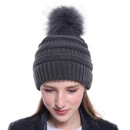 Winter Imitation Fur Fur Ball Hat Ladies Fashion Knit Hat*-*&