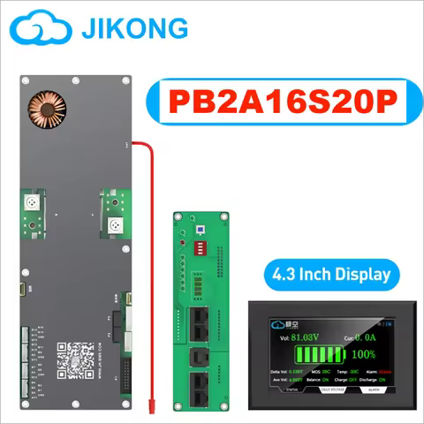 JIKONG Inverter JKBMS PB2A16S20P+4.3LCD 200A with CAN RS485 HEAT Active balance 2A for LiFePo4 Li-Io