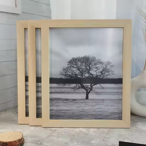 3Pcs Natural Pine Wood Photo Frames For Picture Wall or Tabletops Decor 10X15 15X20 25X25cm A4 Pictu