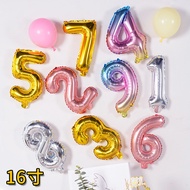 16 Inches 0-9 Number Foil Balloon, Gold, Rose Gold, Rainbow & Silver Color