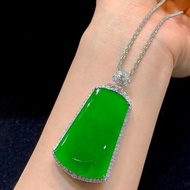 I Natural Burmese Old Pit Jadeite Ice Seed Full Green Sun Green Wuwu Brand Pendant Jade Pendant Men 