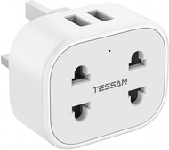 Double Shaver Plug Adapter UK with 2 USB, TESSAN 2 Pin to 3 Pin Adapter Plug Socket for Bathroom