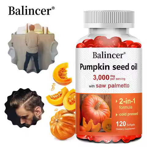 Virgin Pumpkin Seed Oil 3,000mg with Saw Palmetto, Rich in Omega 6 & 9 Essential Fatty Acids, Prosta
