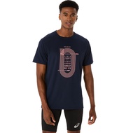 ASICS : 2091A747.400 TRACK GRAPHIC SHORT SLEEVE TOP MEN CPS ผู้ชาย เสื้อคอกลม ของแท้  MIDNIGHT