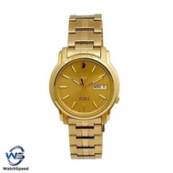 Seiko 5 SNKK76K1 SNKK76 Automatic Gold Tone Stainless Steel Mens Casual Day Date Watch