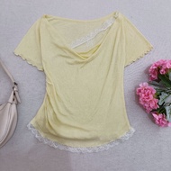 Top Butter Yellow Lace Layer Top Coquette