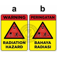 HAZARD RADIATION VINYL STICKER RADIATION DANGEROUS/ (SOLD INDIVIDUALLY)