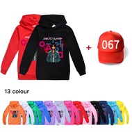 Squid Game Girls Hoodie Boys Long Sleeve Hooded Sweater Spring Simple Tops Sweatshirt + Sunbonnet W1383+MAO Kids Clothing