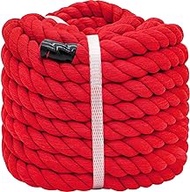 BONSINY Red Rope 1 inch x 50 feet Tug of War Rope - Thick Cotton Rope for Swing Hanging Crafts Decoration Landscaping