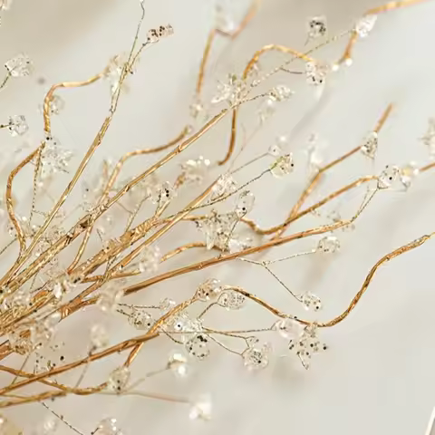 Transparent Bead Crystal Tree Branches DIY Pentagram Crystal Bud Branches Sparkling Xmas Tree Orname