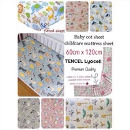 60cm x 120cm TENCEL Lyocell Fitted Baby Children Cot Sheet with Elastic Band - Unisex Mattress Cover