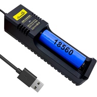 Pengecas Bateri 18650, Pengecas Universal Pintar Satu Slot untuk Bateri Lithium Li-ion 3.7V 18650, 2