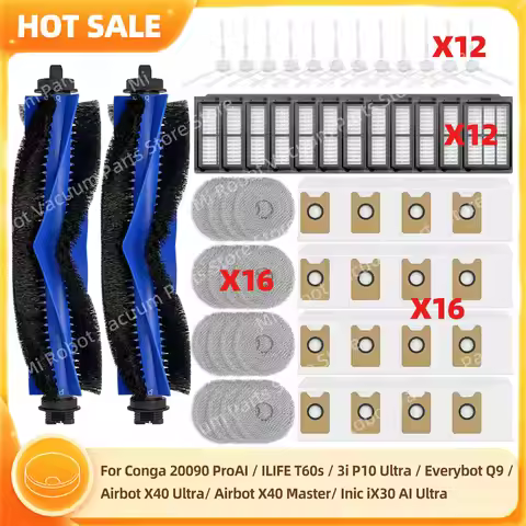 Fit For Conga 20090 ProAI / ILIFE T60s / 3i P10 Ultra / Everybot Q9 /Airbot X40 Ultra Main Side Brus