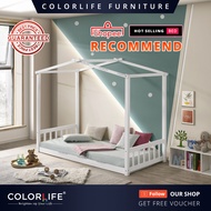 Colorlife Carino Wooden Bed (White) / Single Bed / Kids Bed Frame / Kids Single Bed / Solid wood / K