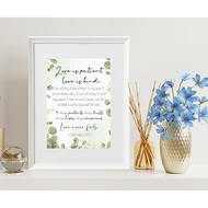 ❮SG Seller❯ Christian Bible Verse Framed Wall Art Gift in White Frame  1 Corinthians 13:4-7