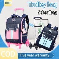 Trolley School Bag With 6 Wheels Kids Trolley Bag Primary School Bag Trolley Beg Sekolah Large capac