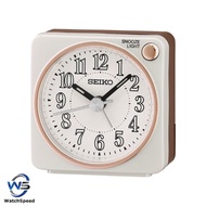 Seiko QHE185W QHE185WN QHE185 Pearlized White Bedside Quiet Analog Sweep Beep Alarm Clock