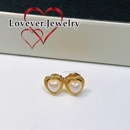 LOVEVER HIGH QUALITY AUTHENTIC US 10K GOLD  HEART - SHAPED PEARL STUD EARRINGS