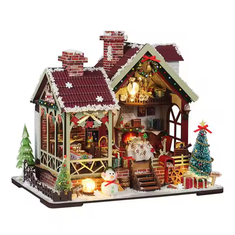 DIY Miniature House "Holy Night Warm Lodge," Handmade Miniature Scene Model, Creative Christmas Gift