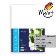 MayArt Watercolour Paper Pack 200gsm 100% Cellulose Cold Pressed  (Medium Common) A2 A3 A4 Myart