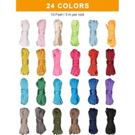 24 Pieces 10 Feet Paracord Cord 550 Multifunction Paracord Rope Paracord Bracelet Rope Crafting Maki