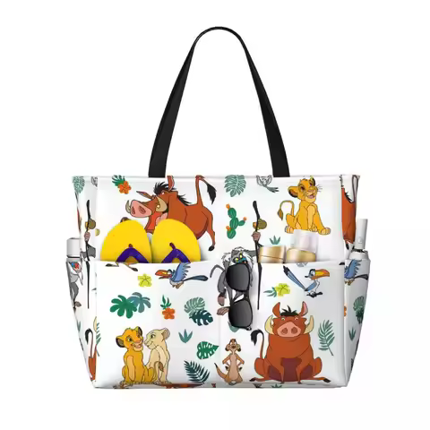 Custom The Lion King Tote Bag for Women Large Capacity Gym Beach Travel Bags