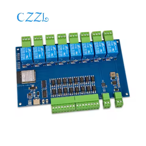 ESP32 Modbus eight channel relay RS485 8-input 8-output optocoupler isolation