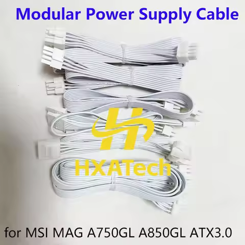 HXATech-White SATA IDE PCIE 8pin CPU 8p(4+4) Cable Kit Modular Power Cable for MSI MAG A750GL A850GL