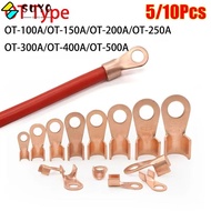 SUYO 5/10Pcs OT Wire Nose Terminal Crimp, Copper Bolt Hole OT Cable Connector Kit, Durable OT Type 1