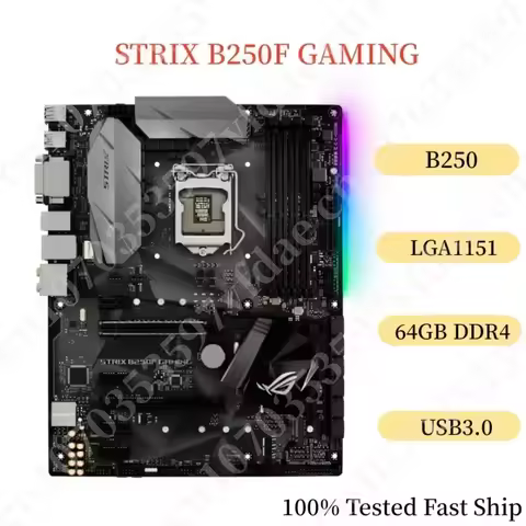 For ASUS ROG STRIX B250F GAMING Motherboard B250 64GB LGA1151 DDR4 Support 6 7th CPU ATX Mainboard 1