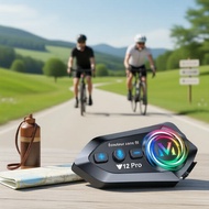 Y12PRO Waterproof Motorcycle Helmet BT Headset 1000mAh, 120H Playtime, IP67, 1000M for 2 Riders