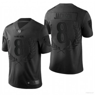 fuz NFL Baltimore Ravens Football Jersey No.8 Jackson Black T Shirt Jerseys Sport Tee Plus Size Unisex