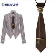 Tie Female Retro Premium Brown Tie Bronze Metal Chain Decorative Tie