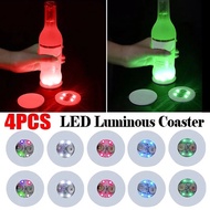 4PCS Luminous Coaster Stickers Bars Drinks Bottles Sticker Wine Liquor Bottles Light Up Coaster Atmosphere Light Up Cup Stickers