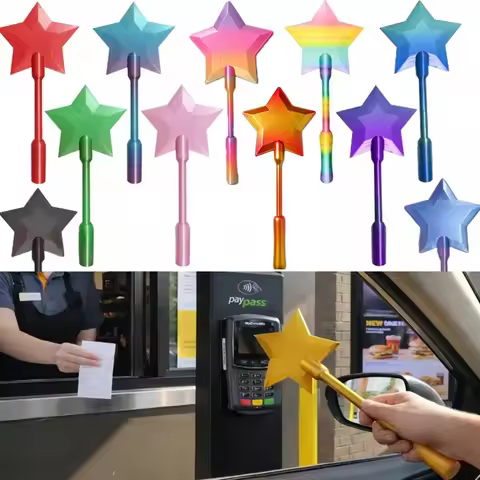 3D Printed Star Magic Wand Card Holder Portable Credit Card Stand Colorful Funny Card Drive-Thru Pay