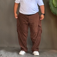 Celana Baggy Corduroy Cargo Pants Bigsize Jumbo Wide Leg Diari