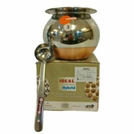 Stainless Steel Pongal Pannai/Pots With Copper Base+Free Scoop Ladle &amp; Lid