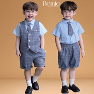 Set of boys' vest, short-sleeved shirt, plaid vest, pants and tie, 1 to 6 years old BERNIE T0825B06