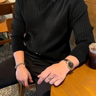 TEMU เสื้อสเวตเตอร์แขนยาว Iron OBM สำหรับผู้ชาย - คอและข้อมือถักลายริบ, ผ้ายืดหยุ่นสูง, สไตล์สวมใส่ส