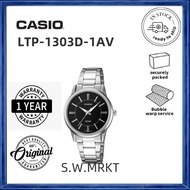Casio Analog 100% Original LTP-1303D-1AV  Silver Stainless Steel Woman Watch
