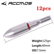 12pcs Stainless Steel Arrow Head Arrow Tips Point For Accessory 100/125 Grain