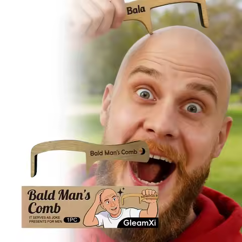 Bald Head Fun Comb - Male Funny Creative Gift Wooden Scalp Massage Comb unny Bald Man Grooming Tool