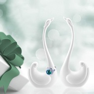 White Swan Elephant Ring Holder Animal Shape Jewelry Rack Stand Desk Decoration Engagement & Wedding