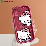 Jinsouwe Casing For OPPO R11 R11S R15 R15 Pro R17 Cartoon Blush KT Cat Phone Case Soft Original Square Trapezoidal Silicone Full Cover Camera Shockproof Rubber Cover