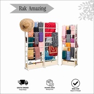 Multifunctional Hijab Rack Shoe Rack/ Multipurpose Hanging Rack 10 Tiers Size 51 x 24 x 140 Cm