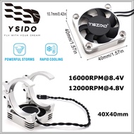 YSIDO 4010 Metal Electric Motor Cooling Fan 40mm Double Cool Fans Holder HeatSink for RC Car 4068 40