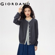 GIORDANO WOMEN Fake 2-piece contrasting crewneck cardigan 13355753